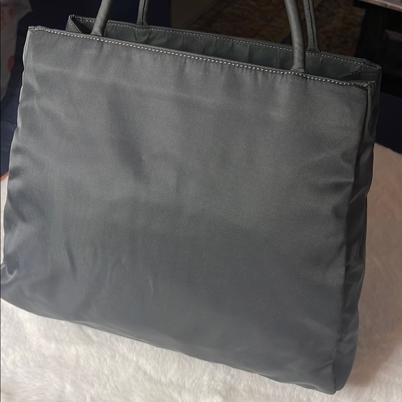 Prada -Tessuto Pecono- Dark Gray Nylon Tote Bag - Picture 7 of 16